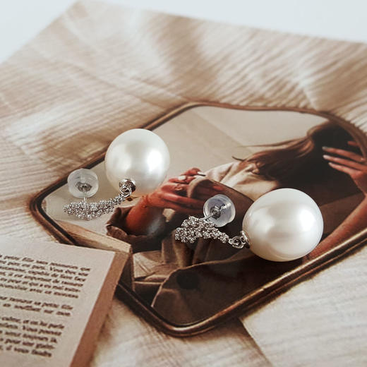 【天然正品】AU750白金镶钻镶天然近完美约14.0*12.2MM澳白海水珍珠耳坠26.5*12.3*12.3MM（皆取最大值）311225NJM46 商品图5