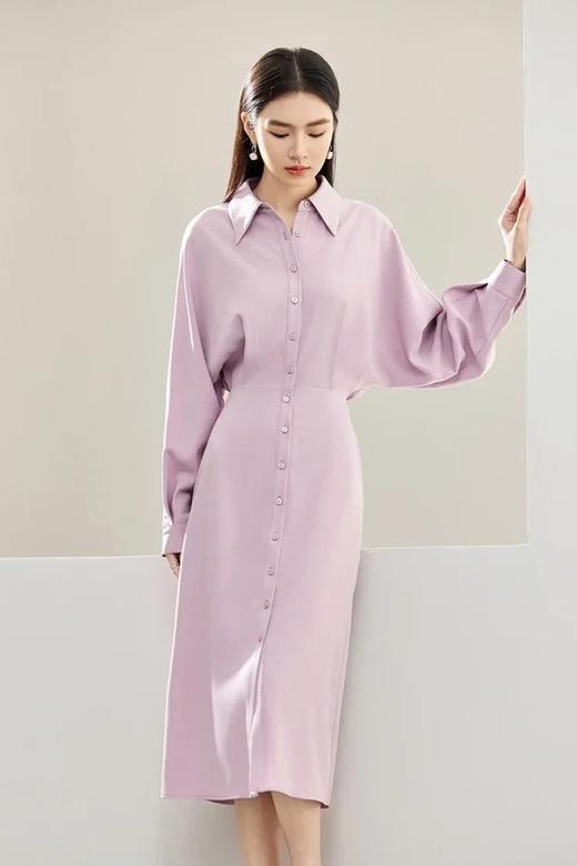 SENTUBILA尚都比拉 紫色通勤显瘦收腰衬衫气质连衣裙 21698 商品图2