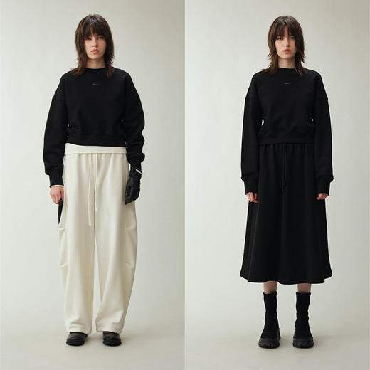 UMILAB｜适然*高克重纯棉自发热面料 内里磨毛宽松卫衣/松紧半裙E286W 商品图2