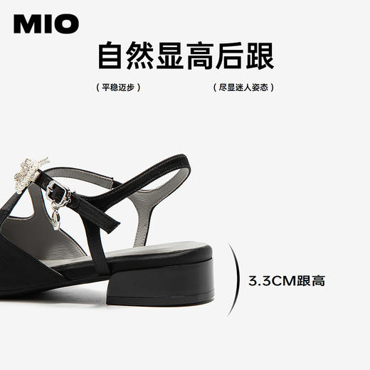 【上新】MIO米奥尖头女鞋2026夏季新款低跟水钻珍珠蝴蝶时装凉鞋法式单鞋M262260103 商品图4