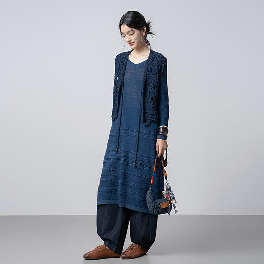 【林栖设计小店】手钩织带|手工植物染棉麻优雅花边2026春新款毛织连衣裙1961215 商品图1