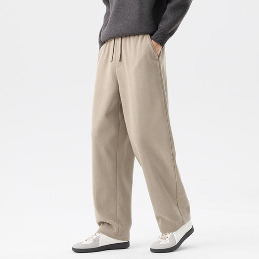 GXG男装秋季时尚松紧腰系绳宽松直筒百搭舒适男式休闲裤K&C 商品图10