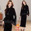 加厚丝绒小立领新中式镂空花，真毛洋气显瘦气质两件套裙HR-YBER630 商品缩略图0