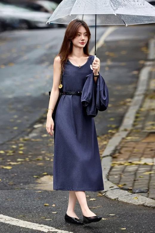 苏醒的乐园 牛仔蓝时尚气质通勤背心裙套装 21667 商品图3