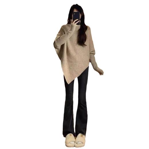 丁摩高领不规则小众100羊毛设计感毛衣女秋冬韩版宽松慵懒软糯上衣ALW2431 商品图4