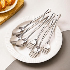 摩登主妇304不锈钢西餐勺长柄叉子勺子餐具家用高档精致汤匙调羹