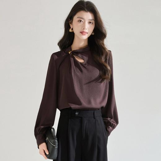 「高货sh」全新升级【铂金会员183/天猫249/差价66】(00118)洛诗琳新款设计感镂空衬衫2026春季法式轻奢通勤雪纺衫 商品图4