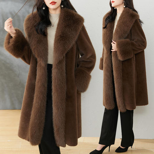休闲宽松加厚皮草，一体毛绒大衣HR-ZMFS23161 商品图0