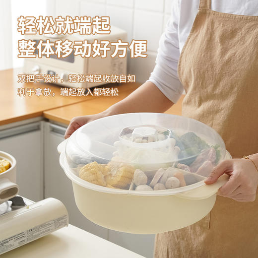 【厨房收纳必备！】HOKIDO 多功能旋转备菜盘 食品级pp材质，360°可旋转，方便拿取食材，分格拼盘设计，底部镂空沥水，清洗快速便捷 商品图1