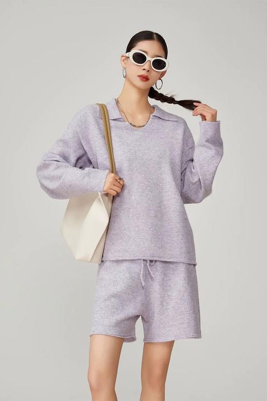 LNNNS 多巴胺紫色慵懒休闲针织短裤套装 21849 商品图1