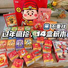 过年新配置！不重复❗ 到手14盒积木 59.9元💰 一大箱14款全部是品牌积木工厂，一天拼一盒，过年轻松带娃！ 