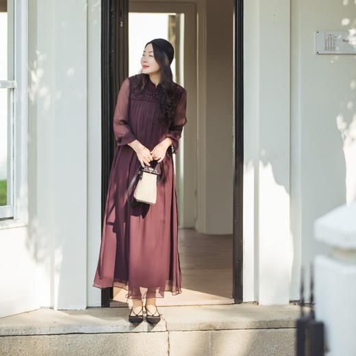 【林栖设计小店】手工钉珠|桑蚕丝钩花襦裙新中式仙气感2026春新款真丝连衣裙1961160 商品图1