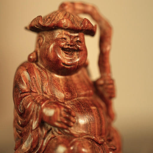 【青山特惠】海黄 | 和气生财·弥勒 一木雕成摆件b40 商品图2