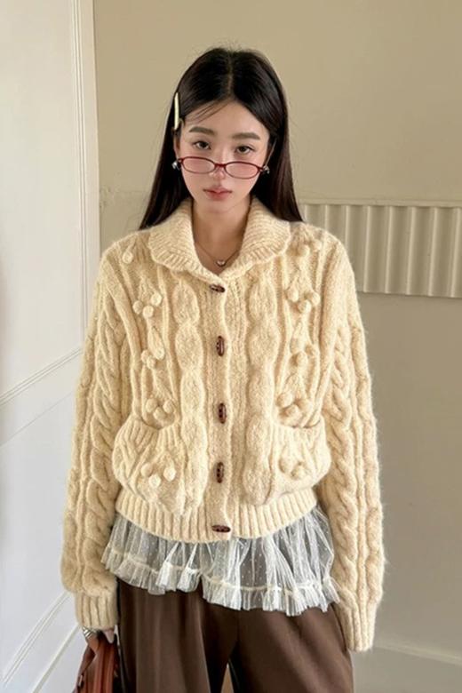 LNNNS 复古重工减龄牛角扣毛衫外套 21790 商品图0