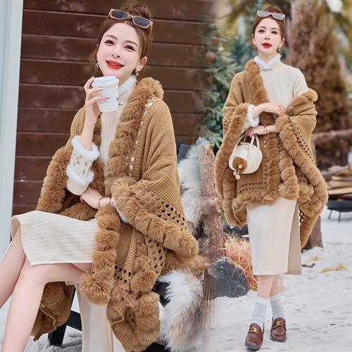 时尚简约宽松大毛领斗篷，千金大小姐风设计感洋气外套HR-ZMFS25117 商品图4