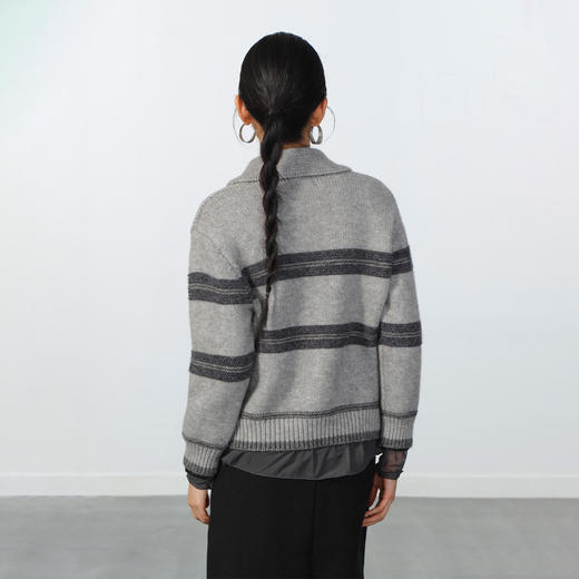 气质百搭极简复古polo条纹衫-纪念日百货门店同款169093290 商品图2