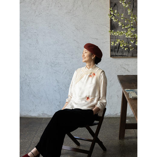 牧衣游原创 20姆米重磅铜钱提花丝棉马夹古朴文艺百搭开衫 上春山 商品图2