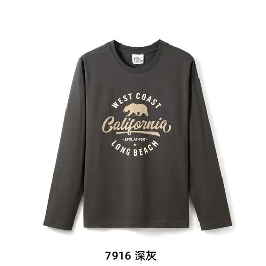 北极熊系列印花 100%棉 休闲长袖T恤 商品图4