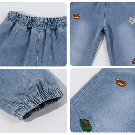 贝贝怡童装儿童牛仔裤男童宽松2026新款春秋长裤中大童水洗软牛仔ZB1FK005 商品图5