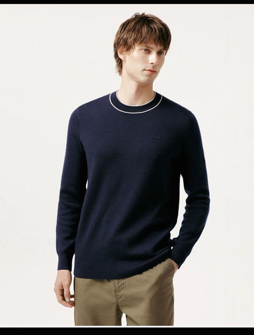 L.A.C 法渔 男装圆领套头撞色领口针织衫毛衣 MY153 商品图1