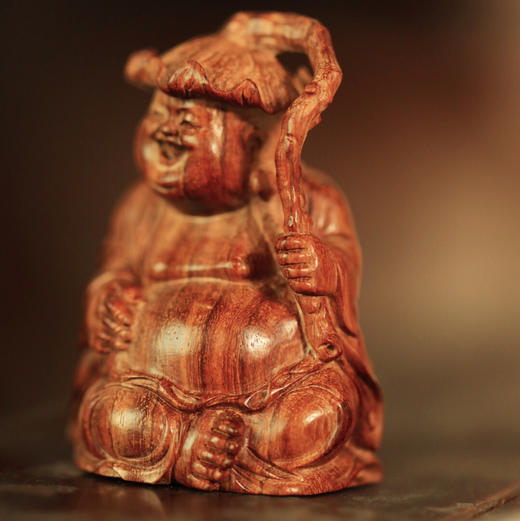 【青山特惠】海黄 | 和气生财·弥勒 一木雕成摆件b40 商品图5