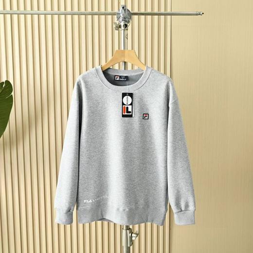 菲乐FILA贴布绣刺绣logo2025秋冬加绒加厚季新款男女同款四色锦纶华夫格面料 加厚套头圆领卫衣！ 商品图1
