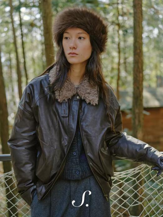 shyshsystill/shy202510034/皮革羽绒服可拆卸毛领90白鸭绒短款外套 商品图4