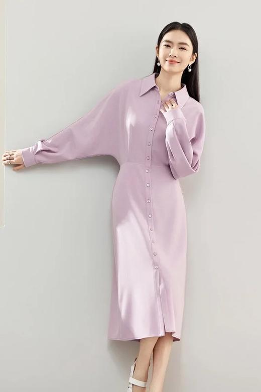 SENTUBILA尚都比拉 紫色通勤显瘦收腰衬衫气质连衣裙 21698 商品图7
