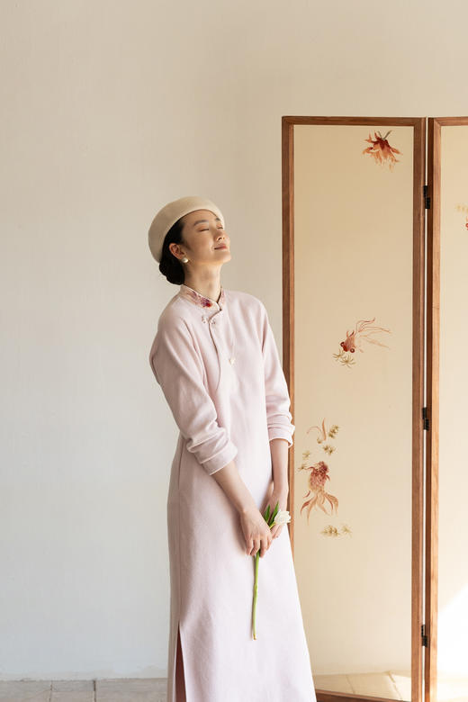 牧衣游原创 金鱼手工刺绣棉质连衣裙舒适宽松中式改良旗袍 长物 商品图5