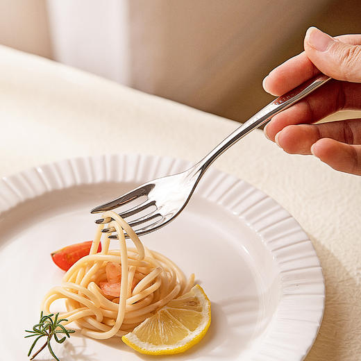 摩登主妇304不锈钢西餐勺长柄叉子勺子餐具家用高档精致汤匙调羹 商品图3