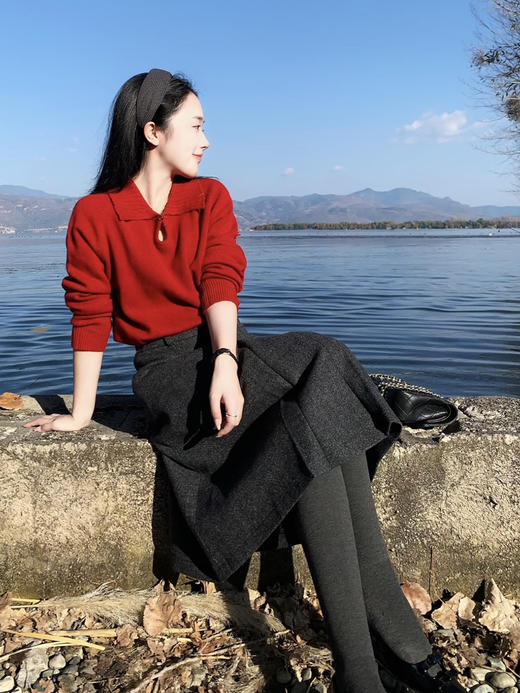 【百图lulu定制】【吉祥毛衣】100%羊毛 新中式 国风 盘扣 翻领 毛衣 商品图3