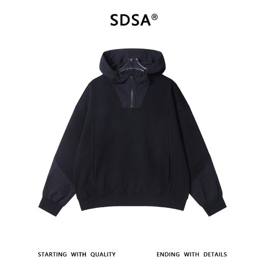 24616SDSA男士秋冬新款痞帅男装韩版时尚拼接半拉链连帽卫衣百搭宽松 商品图1