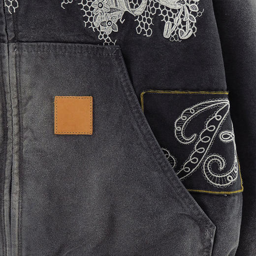 KHOKI Vintage effect embroidered 复古水洗拼接刺绣外套 商品图3