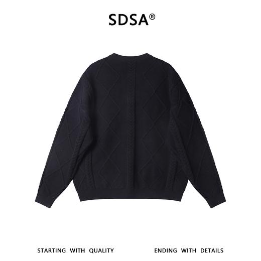 82555SDSA男士秋冬新款痞帅男装国风纯色菱形一字扣开衫毛衣百搭休闲 商品图5