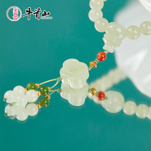 牛首山文创和田青玉晴水南红莲花多圈手串中式高颜值手链节日礼物 商品图4
