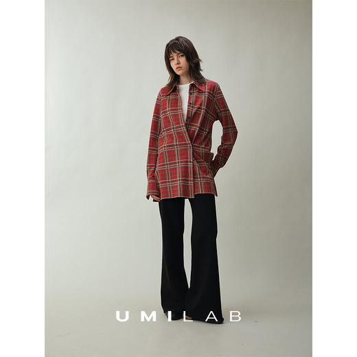 UMILAB｜漫行*显瘦竹竿腿 高克重羊毛混纺超弹高腰微喇裤P1322W 商品图3