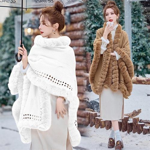 时尚简约宽松大毛领斗篷，千金大小姐风设计感洋气外套HR-ZMFS25117 商品图3