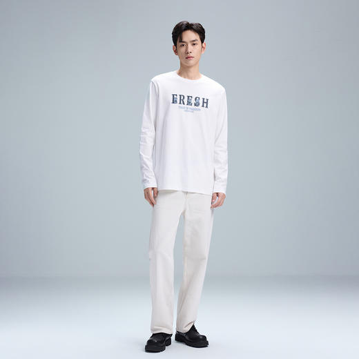 GXG男装【100%棉】秋季卡通动漫蓝色小熊情侣款圆领长袖T恤K&C 商品图3