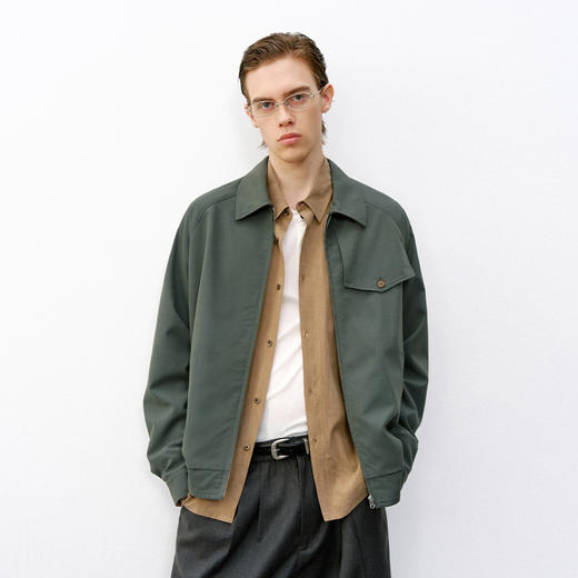 714street羊毛混纺哈灵顿夹克2026春季新款翻领宽松外套男款 商品图0