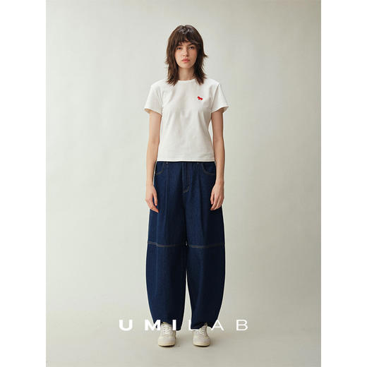 UMILAB｜畅游*藏肉神裤 100%棉松紧腰松弛显瘦茧型牛仔裤OP1321W 商品图2