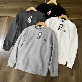 菲乐FILA贴布绣刺绣logo2025秋冬加绒加厚季新款男女同款四色锦纶华夫格面料 加厚套头圆领卫衣！