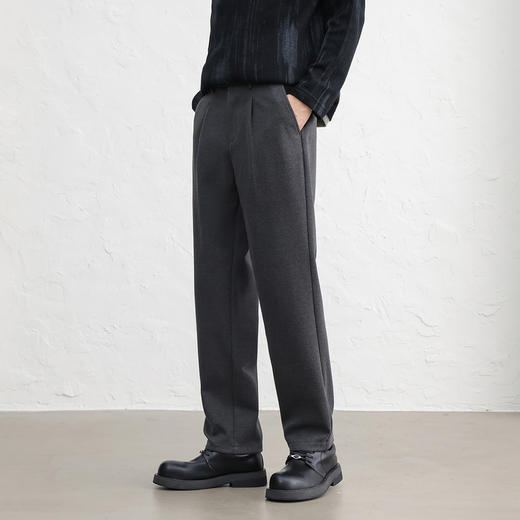 GXG男装秋季简约百搭日常通勤直筒裤商务休闲加厚磨毛男式裤子K&C 商品图6