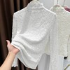 百媚生 蕾丝加绒加厚打底衫提花显瘦中领上衣 商品缩略图2