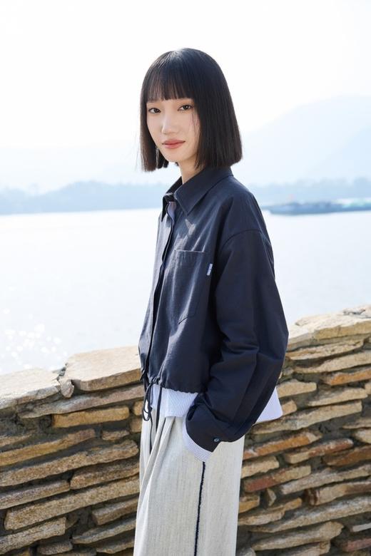 LNNNS 藏蓝设计感洋气假两件衬衫外套 22030 商品图3