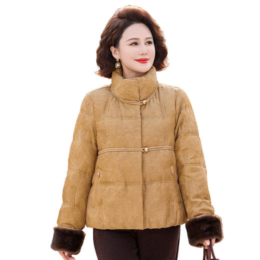 丁摩女装新款冬季立领新中式上衣洋气大码妈妈装短款大码羽绒服ALW8813 商品图4