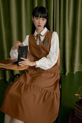 inman/茵曼 学院风减龄背心连衣裙 15675