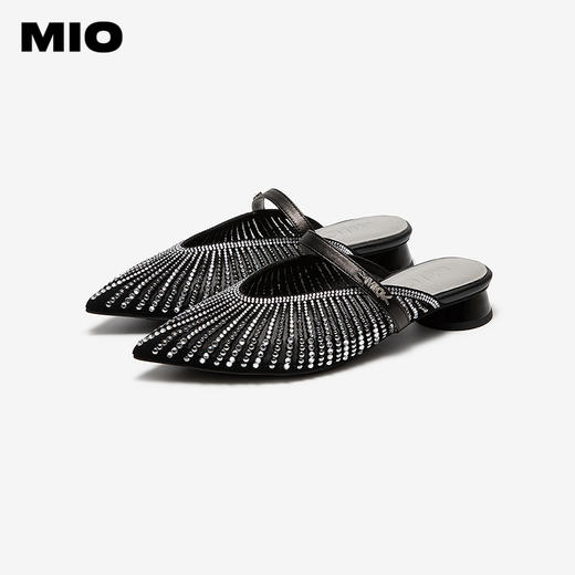 【上新】MIO米奥时装凉鞋尖头网面水钻女鞋2026夏季新款低跟法式拖鞋单鞋M262240456 商品图2