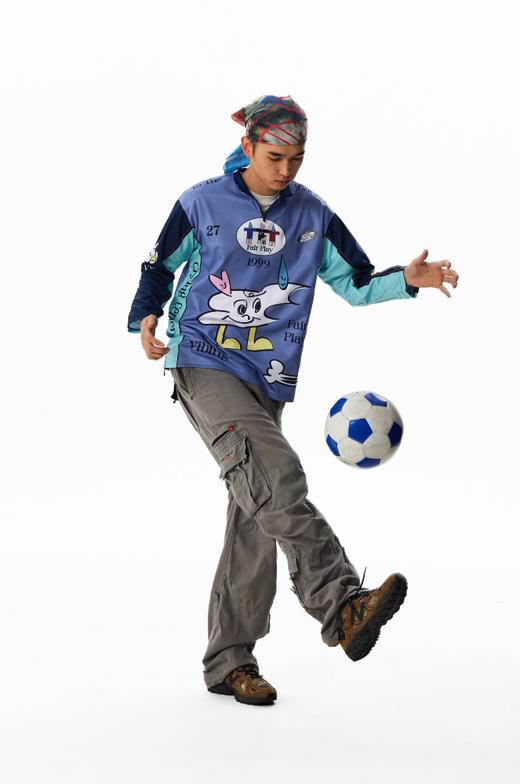 CryingCenter logo小人球衣拉链款蓝色 哭喊中心 商品图3