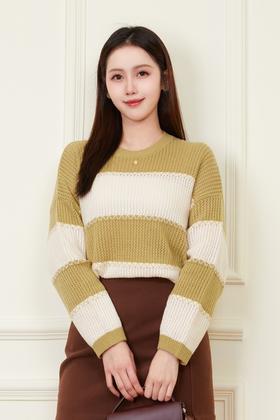 LNNNS 慵懒风条纹撞色设计感针织上衣 22024