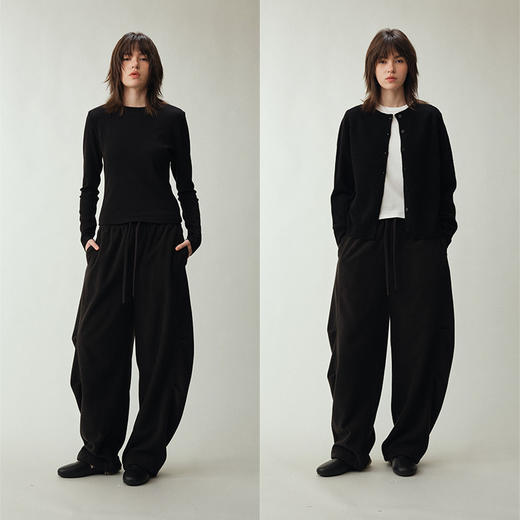 UMILAB｜绒暖*摇粒绒面料柔软锁温 立裁松紧腰藏肉山本裤E285W-1 商品图4